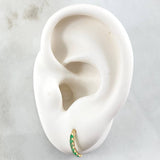 Curved Wave Stud Earrings Emeralds 25pts 0.85gr / 1cm / 18K Yellow Gold
