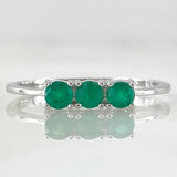 Trinity Emerald Ring 36pts 1.85gr / Size 7 1/2 / 18K White Gold