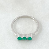 Trinity Emerald Ring 36pts 1.85gr / Size 7 1/2 / 18K White Gold