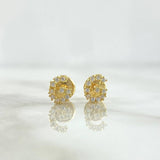 Stud Earrings Letter G 0.75gr / 6mm White Zircons Yellow Gold