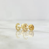 Stud Earrings Letter G 0.75gr / 6mm White Zircons Yellow Gold