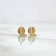 Stud Earrings Letter L 0.6gr / 6mm White Zircons 18K Yellow Gold ©