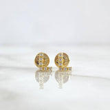Stud Earrings Letter L 0.6gr / 6mm White Zircons 18K Yellow Gold ©