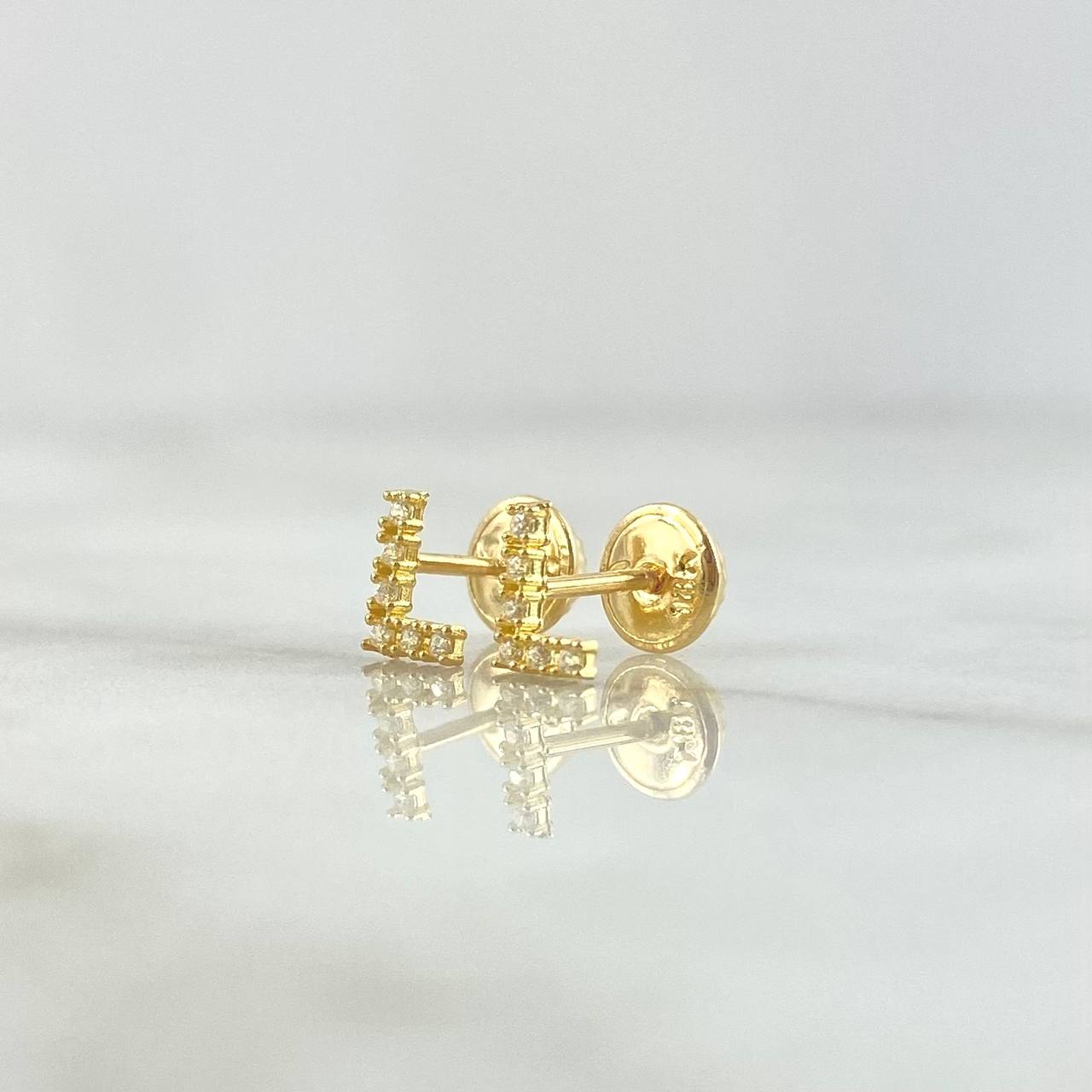 Topos Letra L 0.55gr / 6mm Circones Blancos Oro Amarillo 18K *