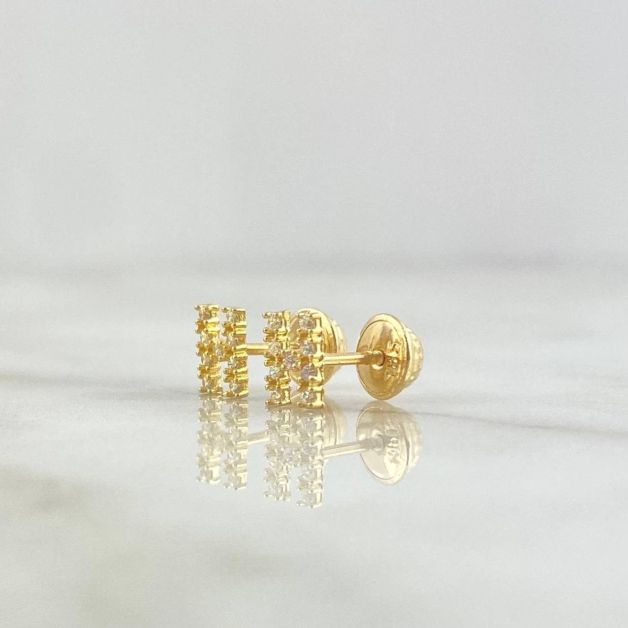 Stud Earrings Letter H 0.7gr / 6mm White Zircons Yellow Gold