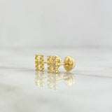 Stud Earrings Letter H 0.7gr / 6mm White Zircons Yellow Gold