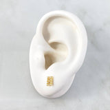 Stud Earrings Letter H 0.7gr / 6mm White Zircons Yellow Gold
