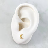 Stud Earrings Letter E 0.7gr / 6mm White Zirconia Yellow Gold