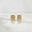 Stud Earrings Letter M 0.85gr / 6mm White Zircons 18K Yellow Gold ©