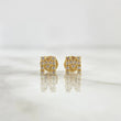 Stud Earrings Letter M 0.85gr / 6mm White Zircons 18K Yellow Gold