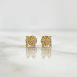 Stud Earrings Letter M 0.85gr / 6mm White Zircons 18K Yellow Gold