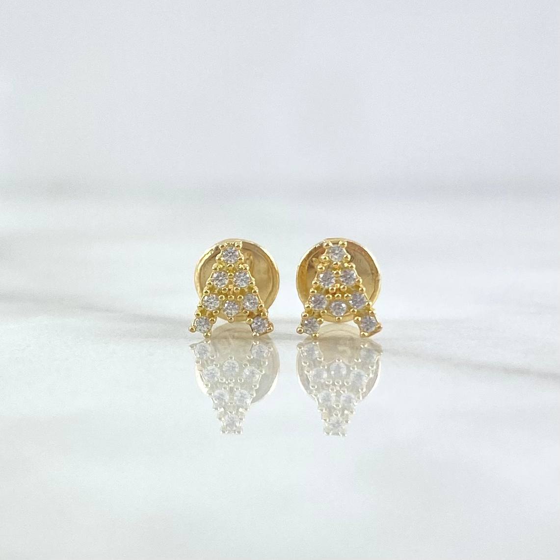 Topos Letra A 0.65gr / 6mm Circones Blancos Oro Amarillo 18K