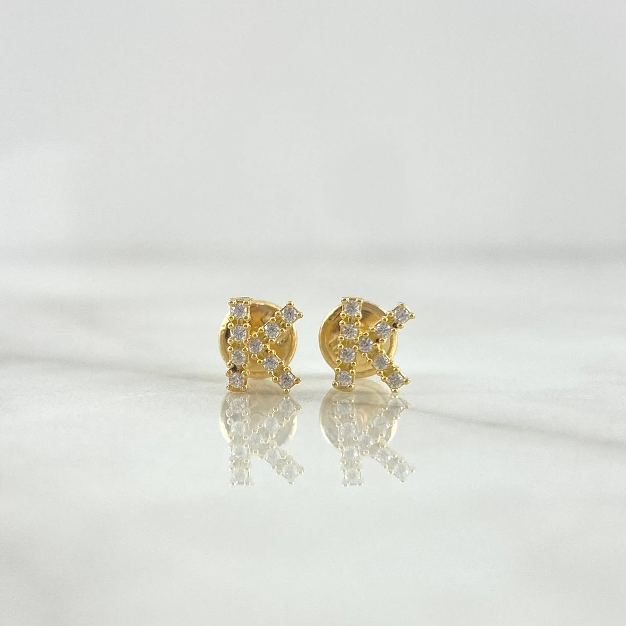 Topos Letra K 0.7gr / 6mm Circones Blancos Oro Amarillo 18K