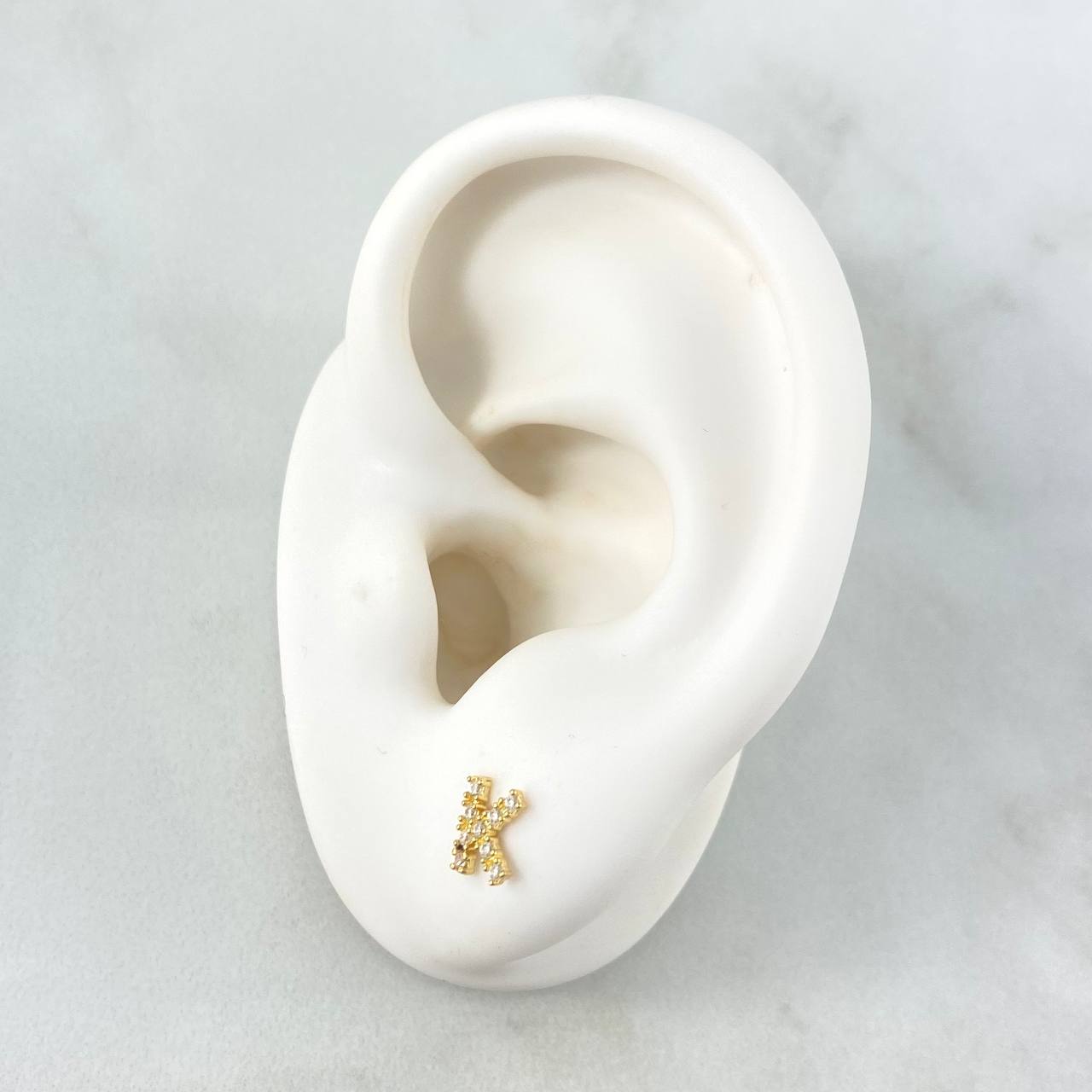 Stud Earrings Letter K 0.65gr / 18K Gold