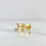 Stud Earrings Letter J 0.65gr / 6mm White Zircons 18K Yellow Gold ©