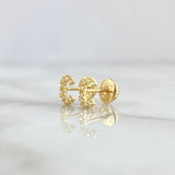 Topos Letra C 0.65gr / 6mm Circones Blancos Oro Amarillo 18K ©