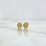 Stud Earrings Letter P 0.65gr / 6mm White Zircons Yellow Gold
