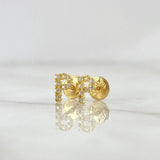 Stud Earrings Letter P 0.65gr / 6mm White Zircons Yellow Gold