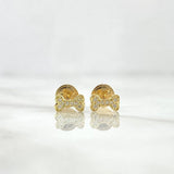 Stud Earrings Bow 0.7gr / 7mm White Zircons Yellow Gold