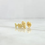 Stud Earrings Bow 0.7gr / 7mm White Zircons Yellow Gold