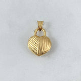 Pendant Striped Heart Lock 1.35gr / 2.4cm / Yellow Gold Stamped
