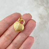 Pendant Striped Heart Lock 1.35gr / 2.4cm / Yellow Gold Stamped