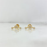 Stud Earrings Orion Belt 1.2gr / White Zircons Yellow Gold