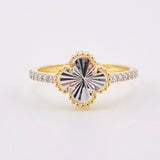 Anillo Trebol Blanco 2gr / T6 / Dos Oros Amarillo Blanco Nac.Esp. 18K ©