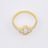 Anillo Trebol Blanco 2gr / T6 / Dos Oros Amarillo Blanco Nac.Esp. 18K ©