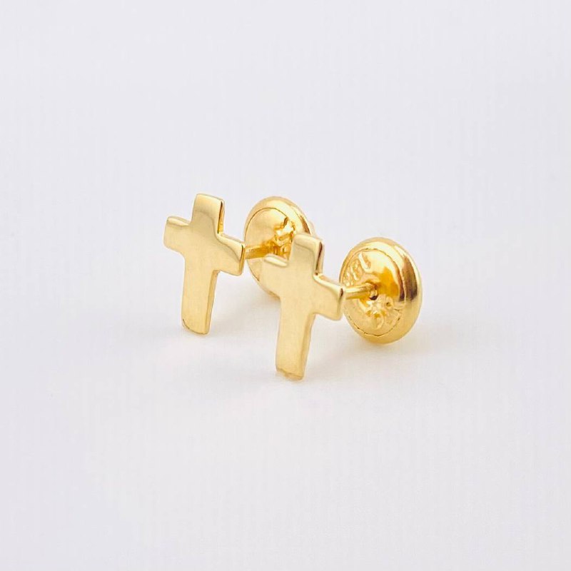 Cross Stud Earrings 0.72gr / 7.7mm Yellow Gold 18K ©
