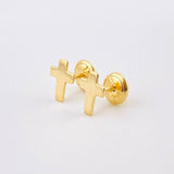 Cross Stud Earrings 0.72gr / 7.7mm Yellow Gold 18K ©