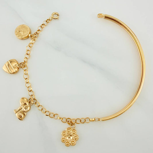 Pulso Charms 5.8gr / 7 in / 4mm Oro Amarillo 18K %
