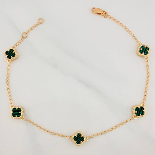 Pulso Trebol Espiga 5gr / 9 1/4 in / 1.2mm Oro Amarillo Nac. Esp 18K %