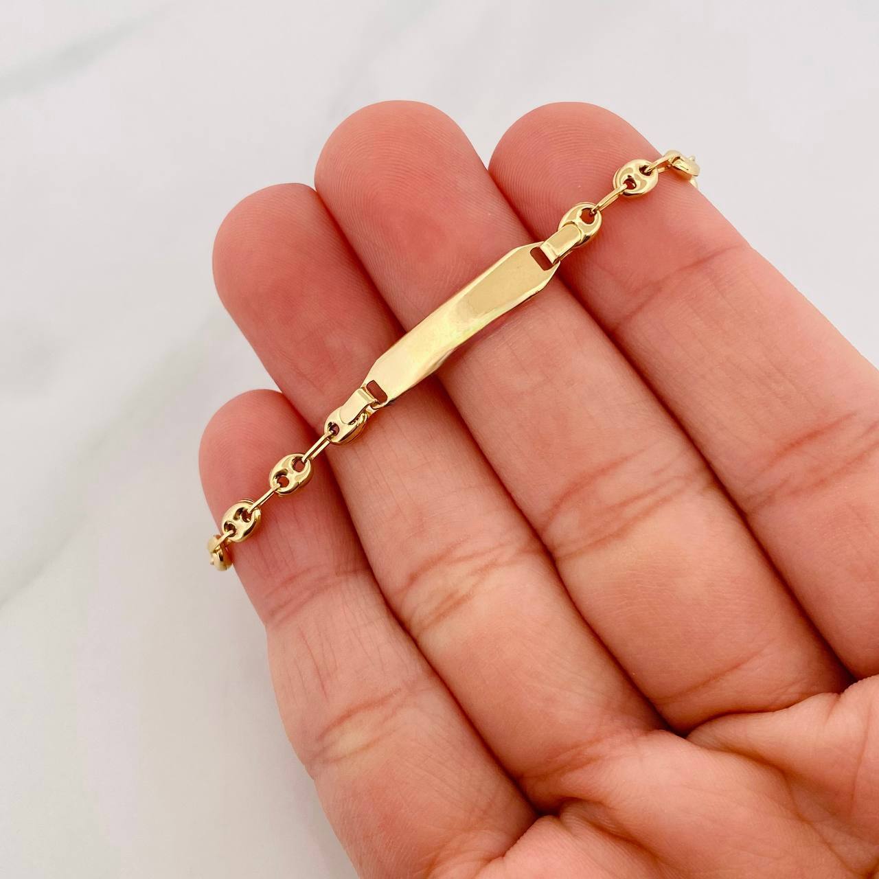 Bracelet Baby GC Rectangular Plate 1.8g / 6 in / 3.5mm Yellow Gold 18K