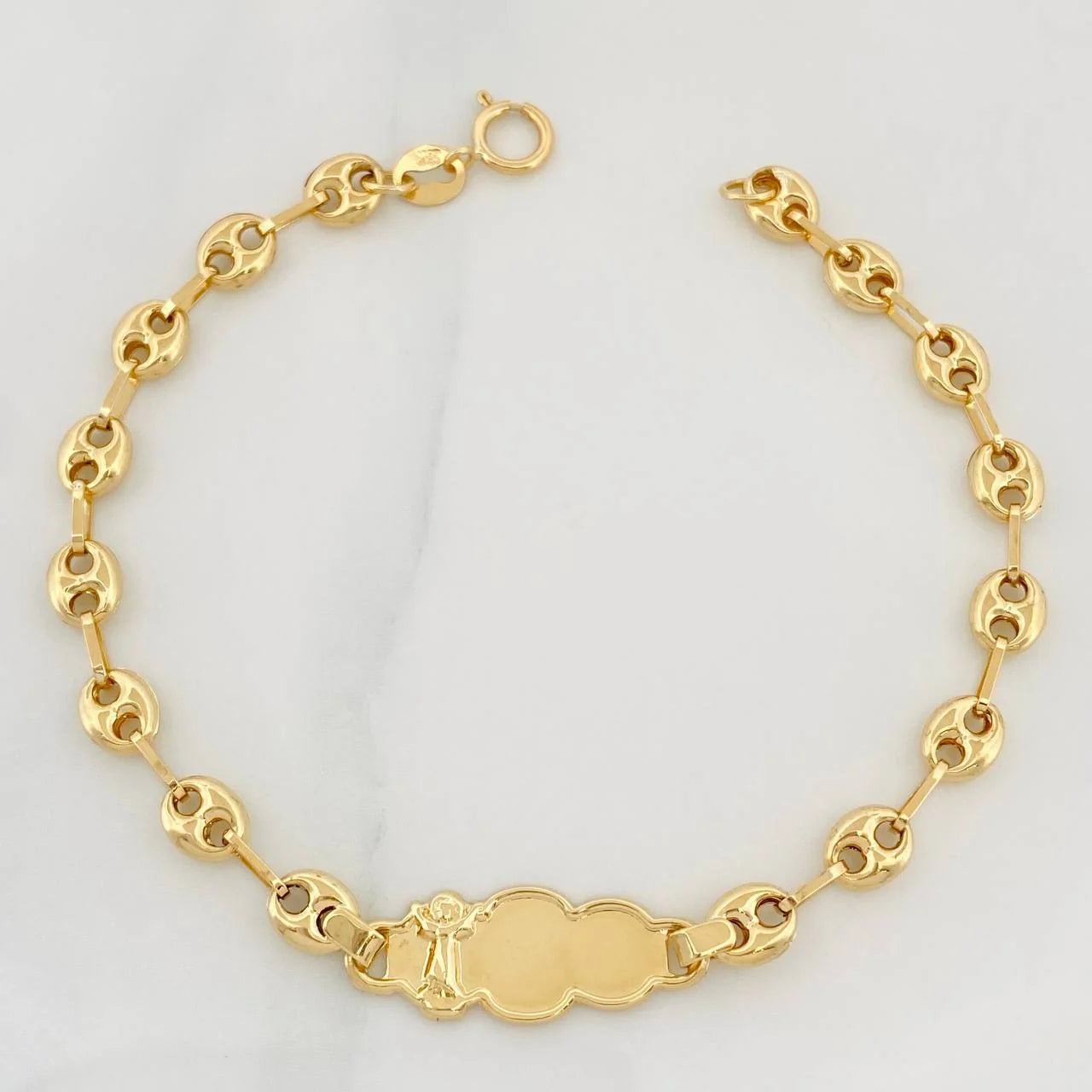 Bracelet Baby GC Cloud Plate Divine Child 1.85g / 5 3/4 in / 3.5mm 18K Yellow Gold
