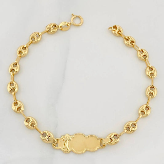 Pulso Bebé GC Placa Nube Divino Niño 1.85g / 5 3/4 in / 3.5mm Oro Amarillo 18K