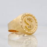 Anillo Sello Signo Pesos 3.45g / T10 1/4 Oro Amarillo 18K