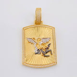 Dije Placa San Miguel 15.4g / 2 1/4 in Dos Oros Amarillo Blanco 18K