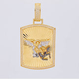 Dije Placa San Miguel 15.4g / 2 1/4 in Dos Oros Amarillo Blanco 18K