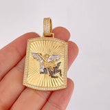 Dije Placa San Miguel 15.4g / 2 1/4 in Dos Oros Amarillo Blanco 18K