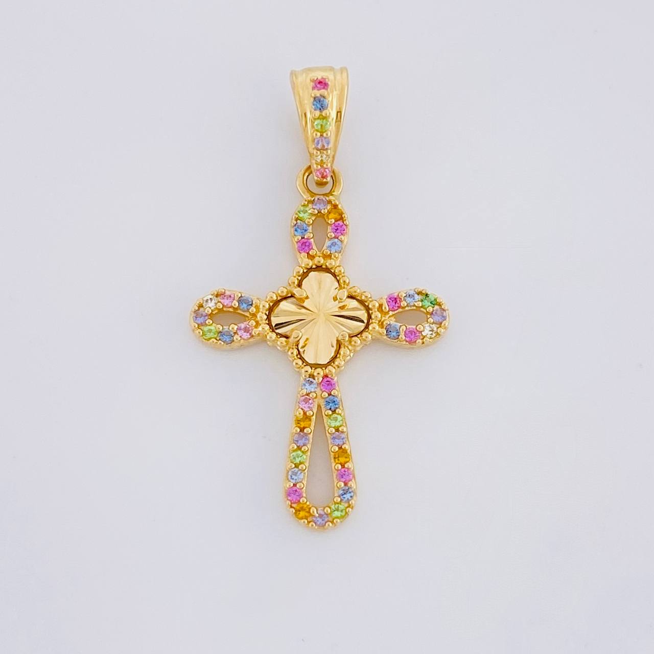 Dije Cruz Trebol 1.9g / 1 1/4 in Oro Amarillo 18K