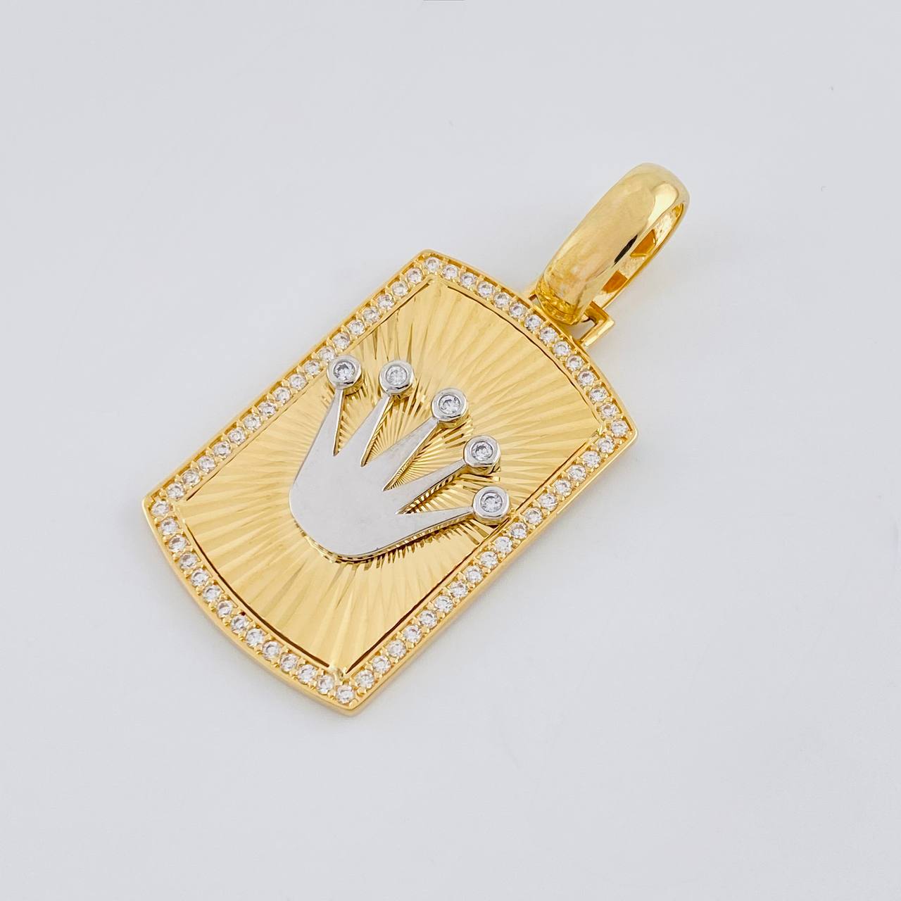Pendant Crown Plate 12.95g / 2 in Two-Tone Yellow White Gold 18K