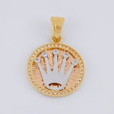 Pendant Circle Crown 5.3g / 1 1/4 in Two Golds White Rose 18K