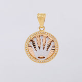 Pendant Circle Crown 5.3g / 1 1/4 in Two Golds White Rose 18K
