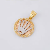 Pendant Circle Crown 5.3g / 1 1/4 in Two Golds White Rose 18K