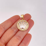 Pendant Circle Crown 5.3g / 1 1/4 in Two Golds White Rose 18K