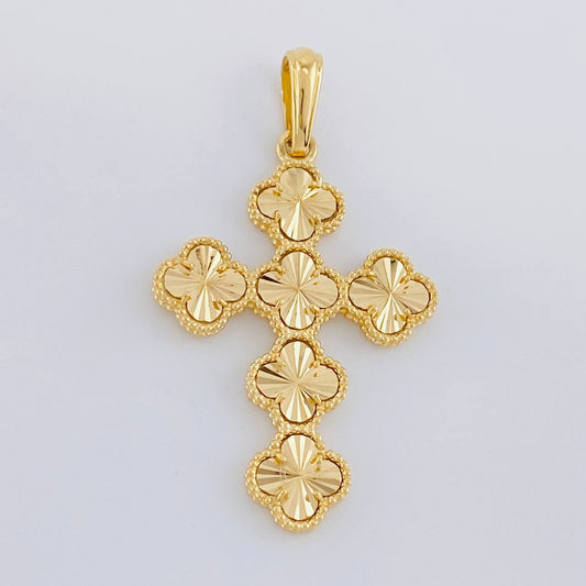 Dije Cruz Trébol Diamantado 6.4g / 2 in Oro Amarillo 18K