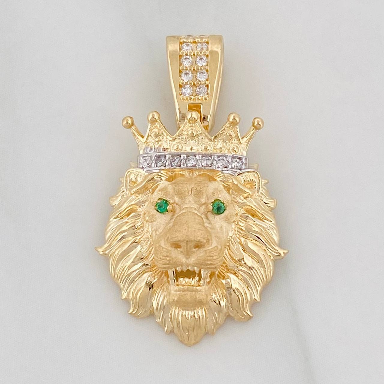 Dije Rostro León 3.35g / 1 1/4 in Dos Oros Amarillo Blanco 18K