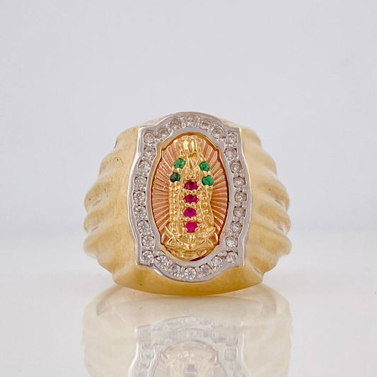 Virgin of Guadalupe Ring 6.35g / Size 7 1/2 Three Golds 18K
