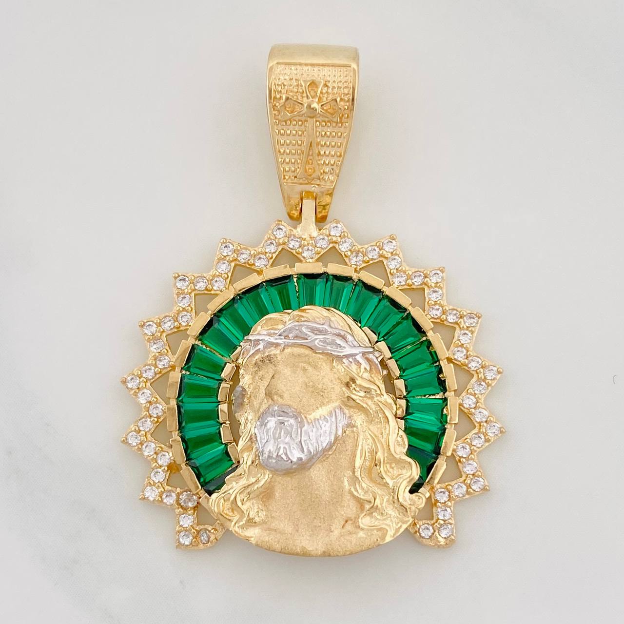 Dije Rostro Cristo 7.55g / 1 1/2 in Dos Oros Amarillo Blanco 18K